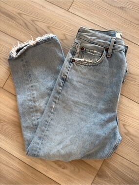 Agolde 90’s High Rise Light Blue Cropped Ankle Jeans